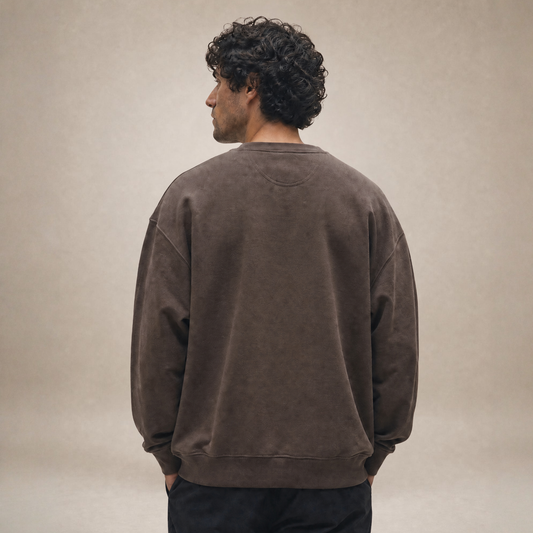 Oversized Crewneck - Pushing - Brown